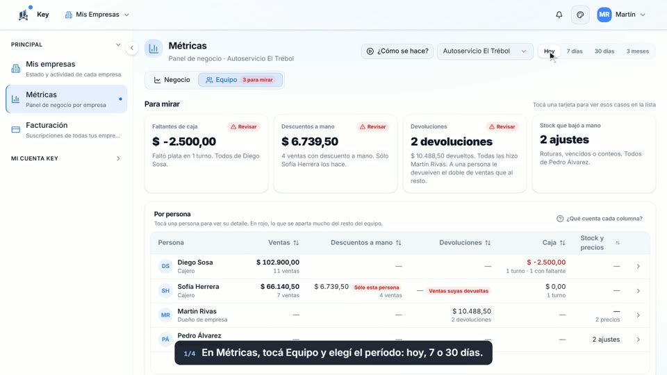 Paso 1: Entrá a Equipo, en la pantalla de Key
