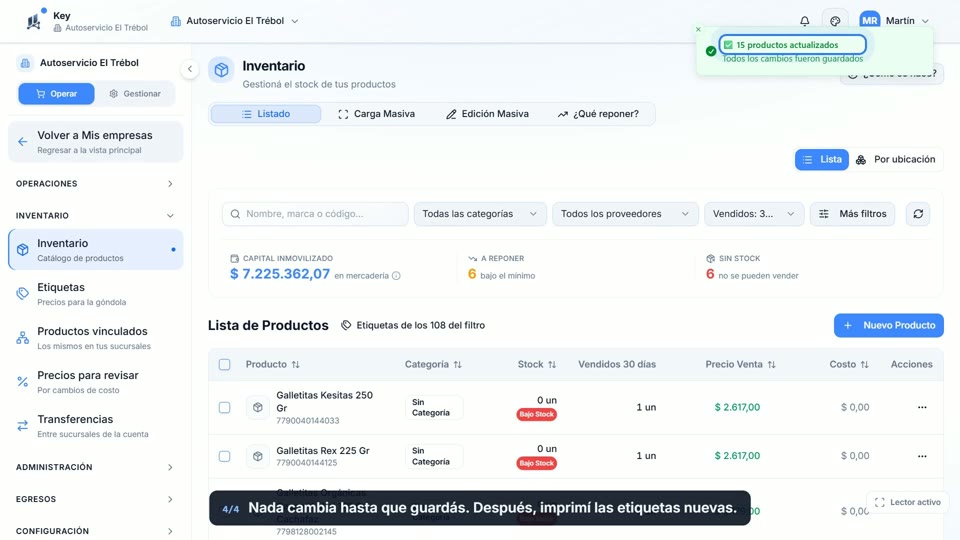 Paso 4: Guardá los cambios, en la pantalla de Key