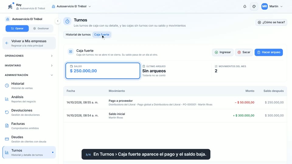 Paso 3: Mirá sus movimientos, en la pantalla de Key