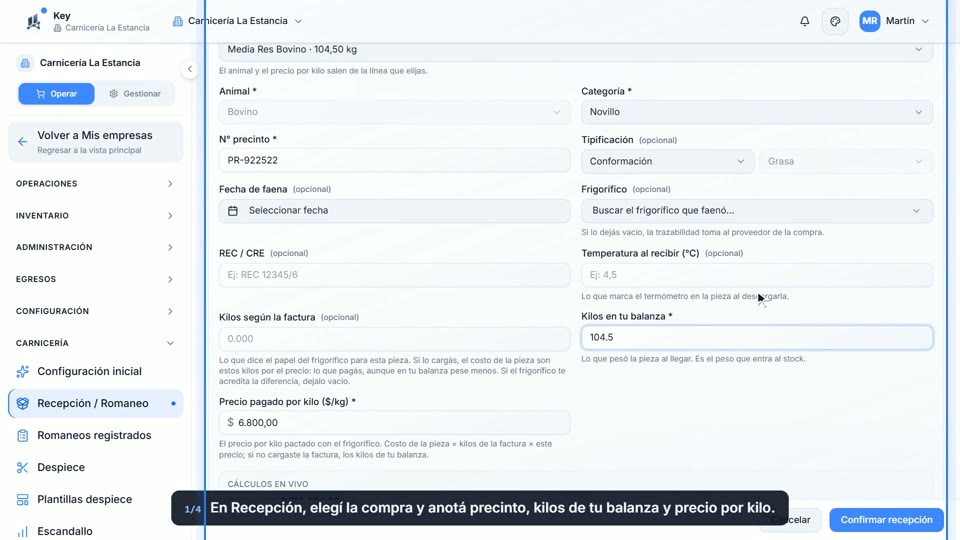 Paso 1: Registrá la media res, en la pantalla de Key