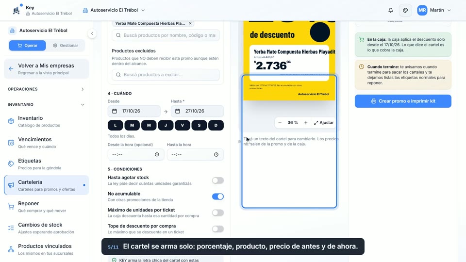 Paso 5: El cartel con tus datos, en la pantalla de Key