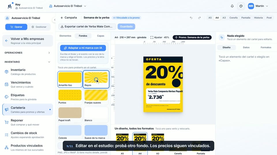 Paso 9: Retocá el cartel en el estudio, en la pantalla de Key