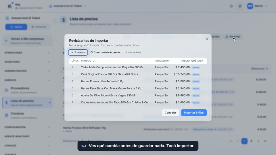 Paso 3: Revisala y confirmá, en la pantalla de Key