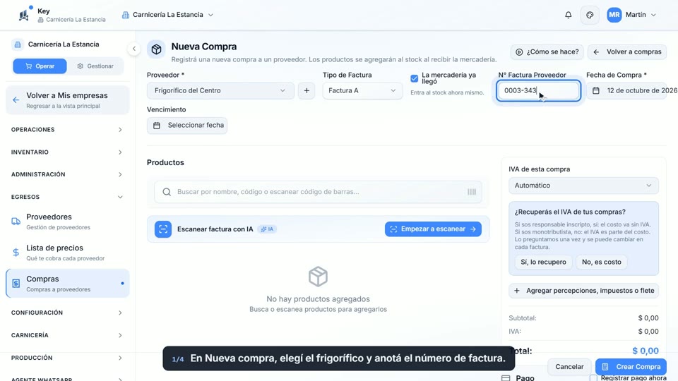 Paso 1: Elegí el frigorífico, en la pantalla de Key
