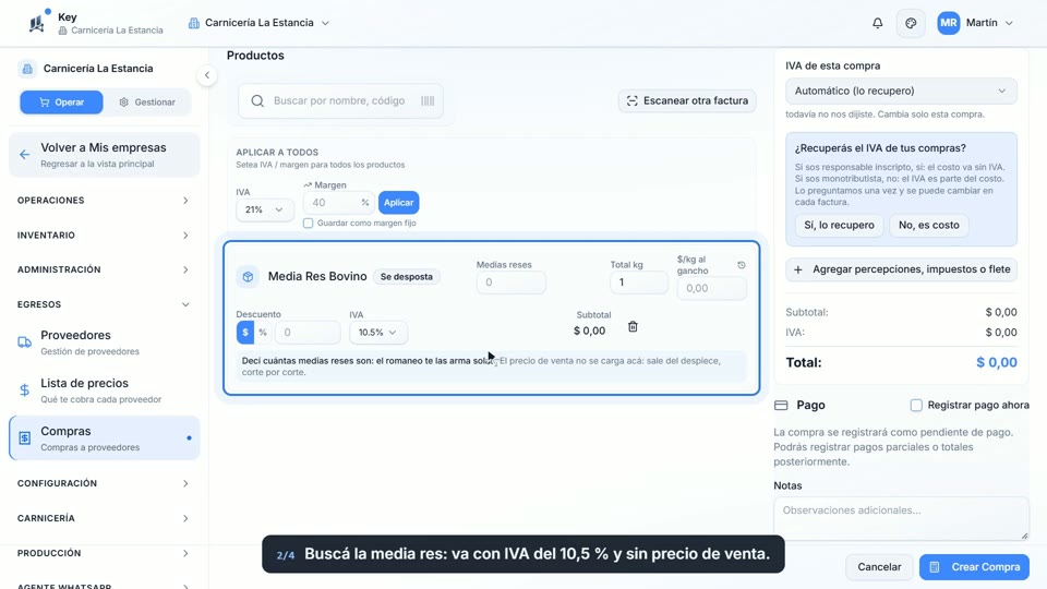 Paso 2: Agregá la media res, en la pantalla de Key