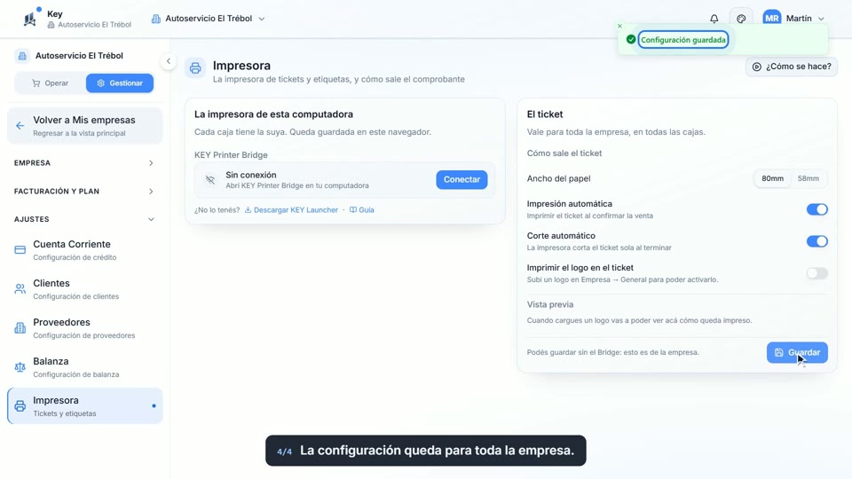 Paso 4: Guardá, en la pantalla de Key