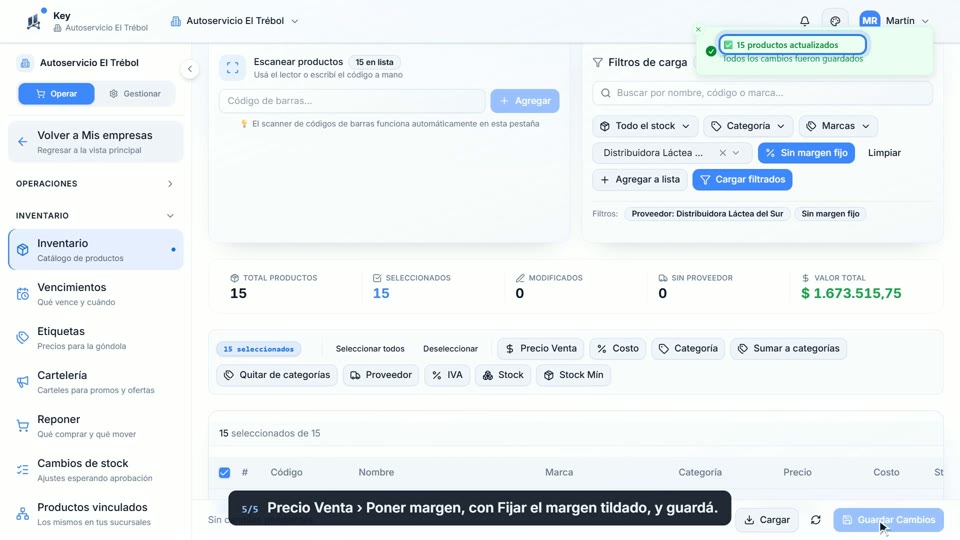 Paso 5: Fijales un margen, en la pantalla de Key