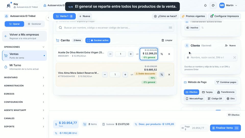 Paso 5: Cómo se reparte, en la pantalla de Key