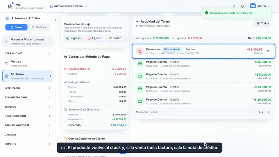 Paso 4: Confirmá, en la pantalla de Key