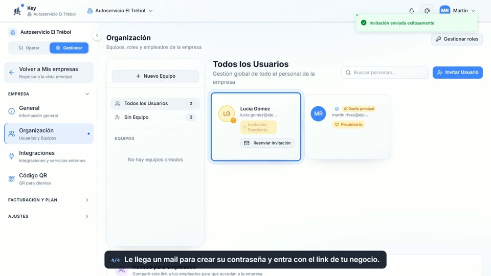 Paso 4: Invitalo, en la pantalla de Key