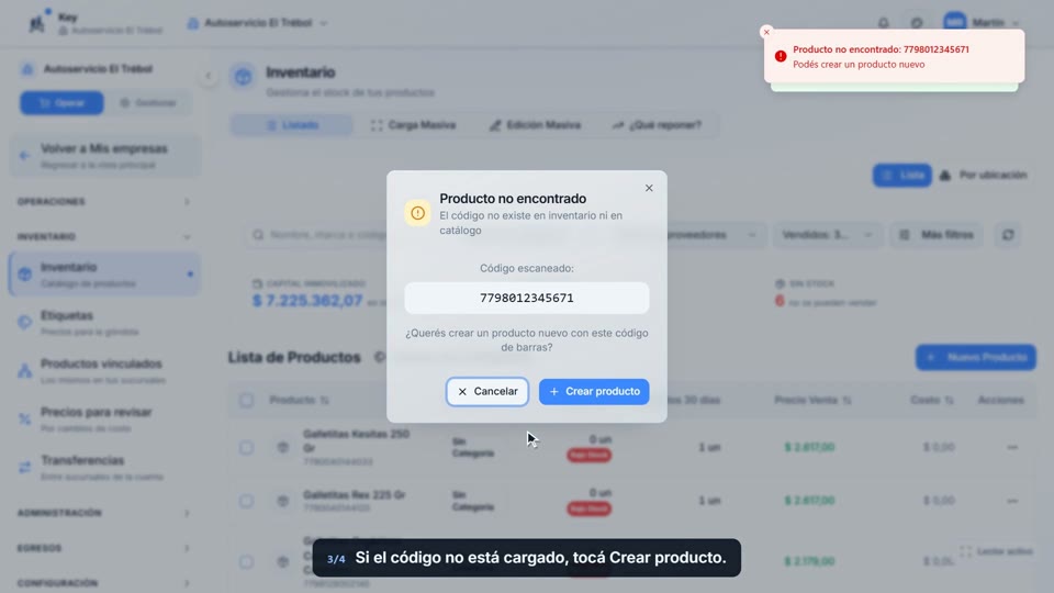 Paso 3: Si no existe, crealo, en la pantalla de Key