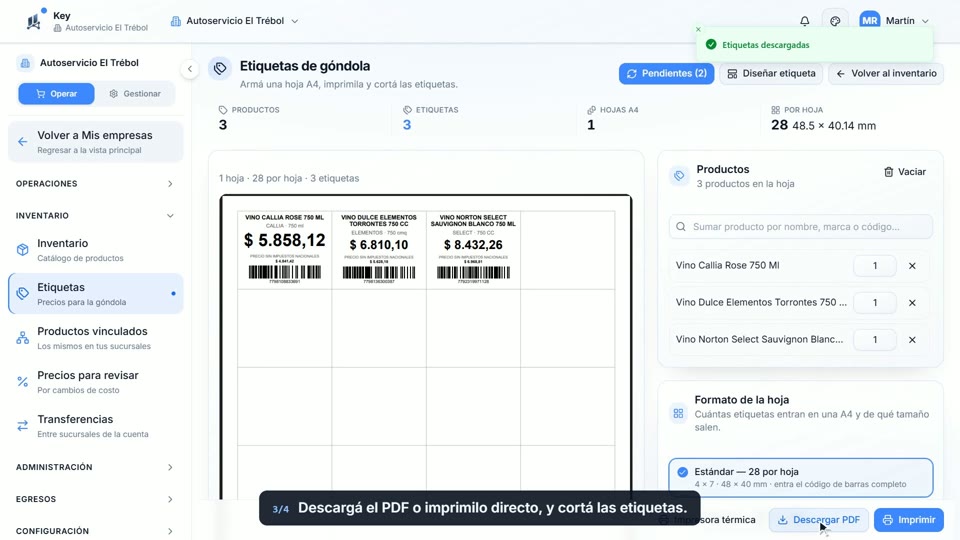 Paso 3: Descargá la hoja, en la pantalla de Key