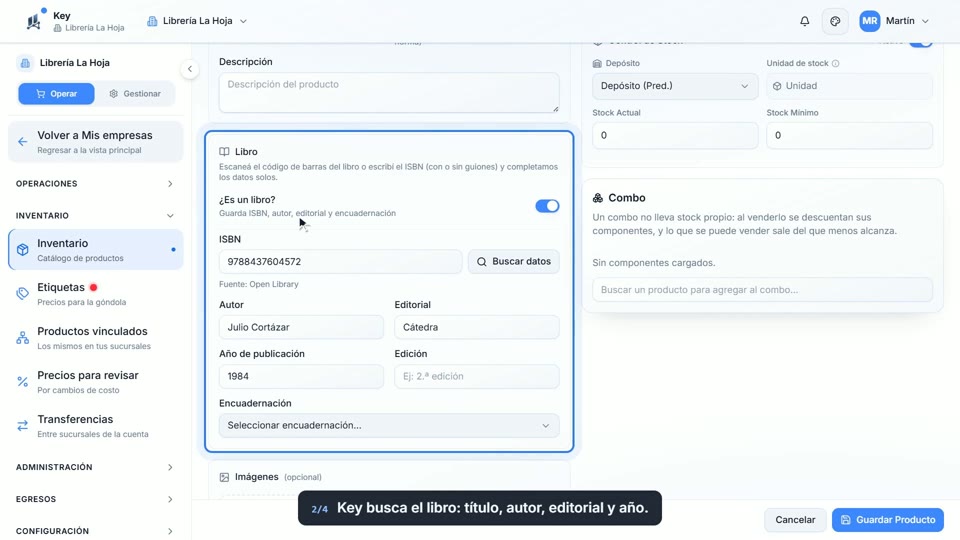 Paso 2: Se completa solo, en la pantalla de Key