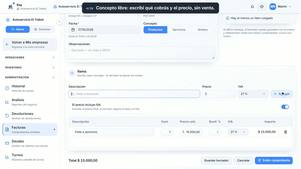 Paso 4: Concepto libre, en la pantalla de Key