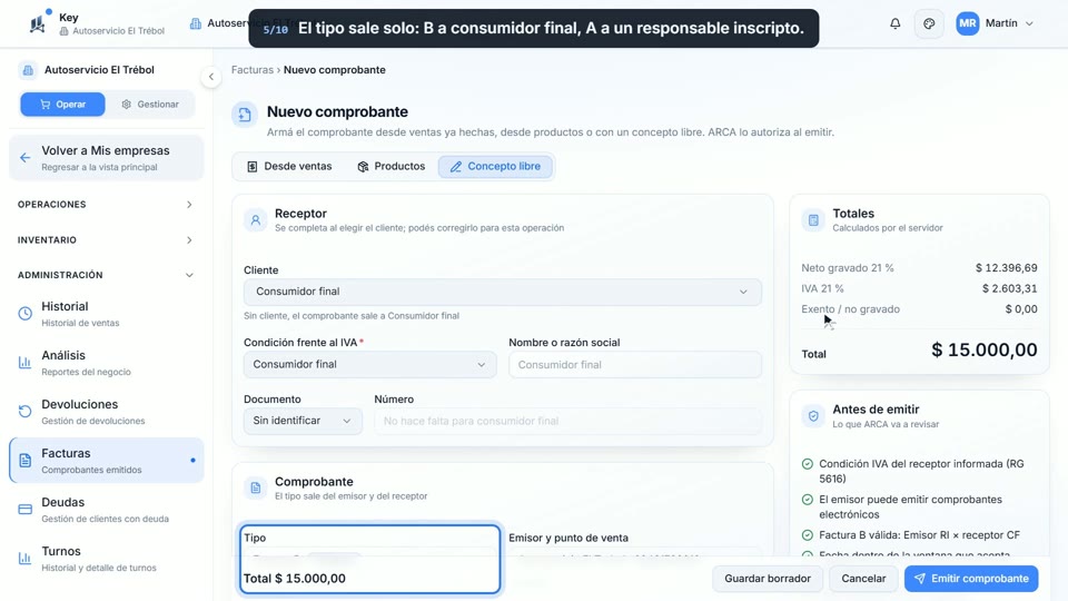 Paso 5: El tipo lo elige Key, en la pantalla de Key