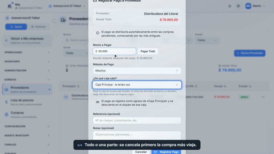 Paso 3: Poné cuánto pagás, en la pantalla de Key