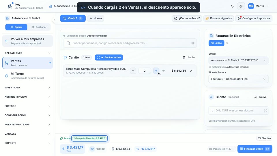 Paso 4: La caja la aplica sola, en la pantalla de Key
