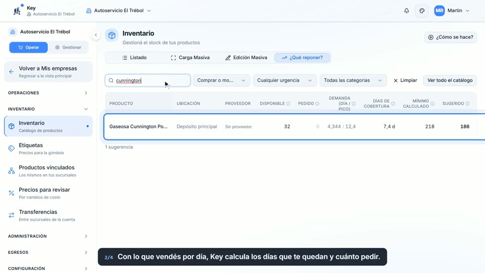 Paso 2: Mirá cuánto te dura, en la pantalla de Key