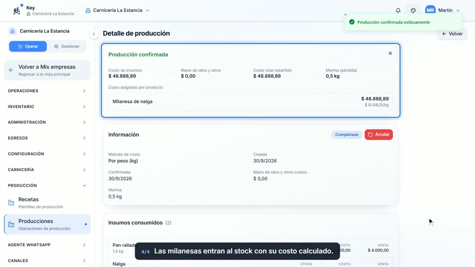 Paso 4: Mirá el costo, en la pantalla de Key