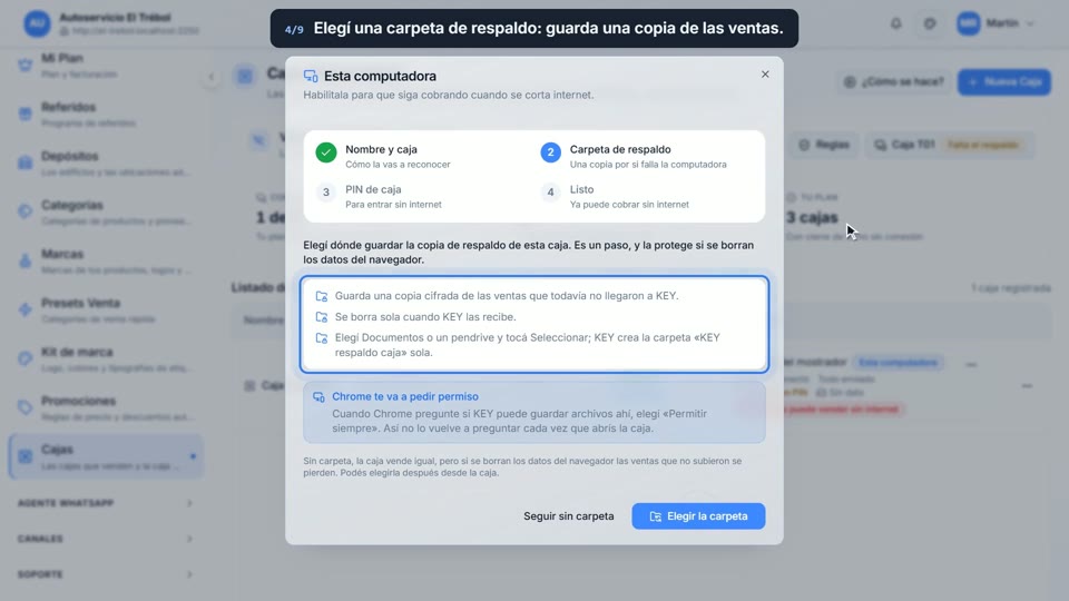 Paso 4: La carpeta de respaldo, en la pantalla de Key